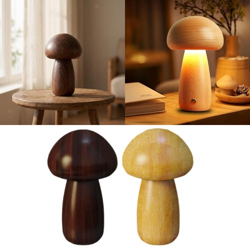Wooden mushroom lamp - wooden,