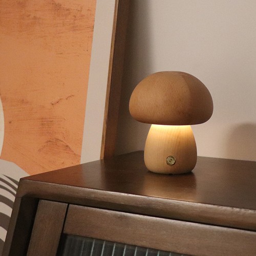 Wooden mushroom led night - wooden,
