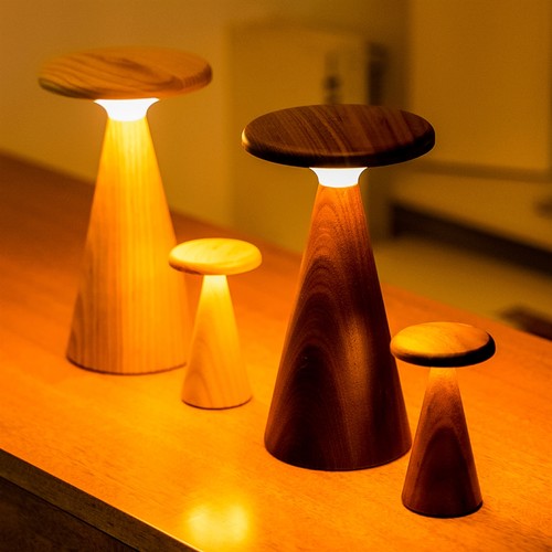 Mini walnut table lamp - mini,