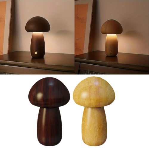 Wooden mushroom lamp - wooden,