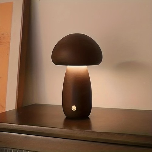 Wooden mushroom lamp - wooden,