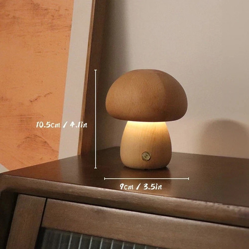 Wooden mushroom night - mushroom, light