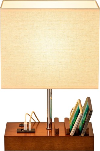 Usb bedside table lamp - lamp, with