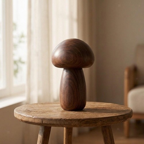 Wooden mushroom led bedside - wooden,