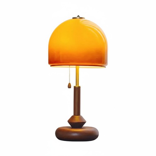 Wood base lamp - pull, chain