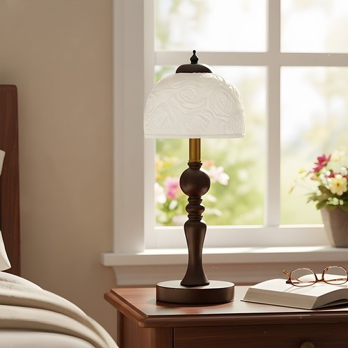 Vintage walnut table lamp - walnut,