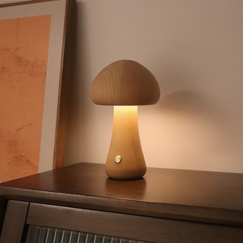 Wooden mushroom led night - wooden,