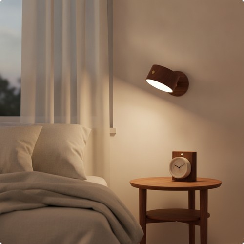 Toadstool wall light - light, wooden