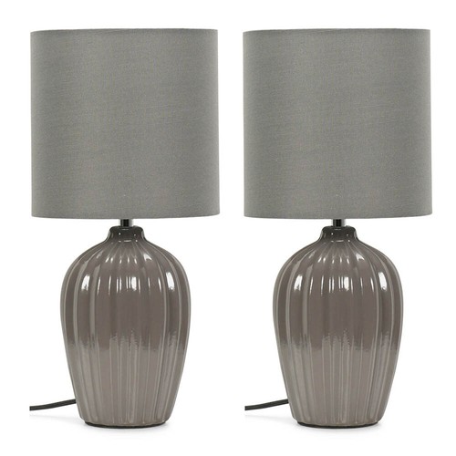 Pair grey fluted ceramic - of,